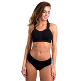 black bra with two prosthesis pockets with front closure